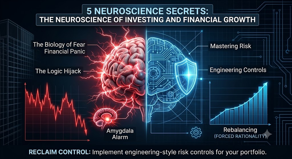 5 neuroscience secrets about the neuroscience of investing and financial growth showing brain amygdala and engineering controls